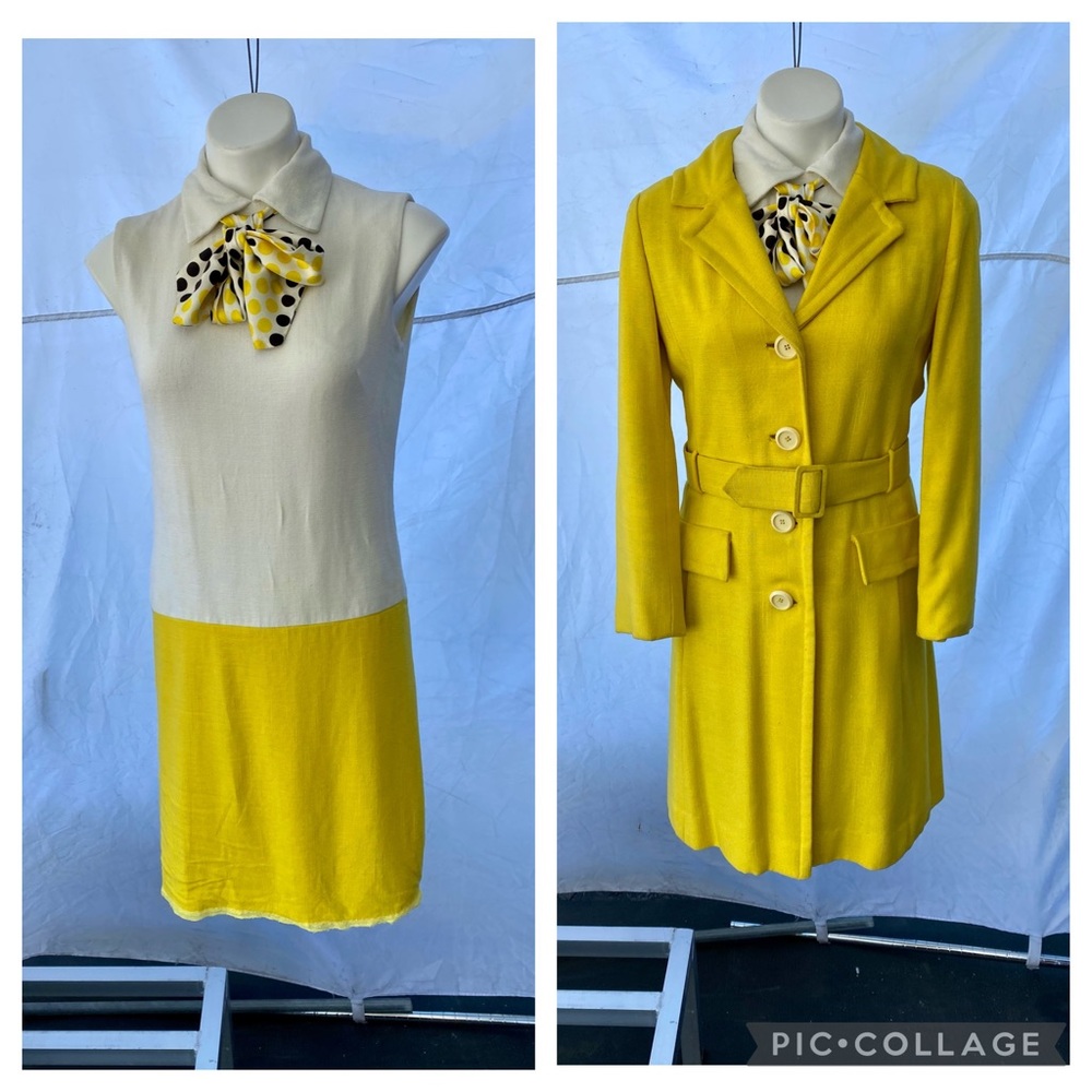 RARE!! Vtg 60’s KIM KORY ORIGINAL Sleeveless Polka Dot Dress & Coat Set